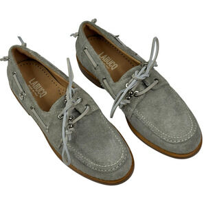 LABUCQ Nelson Boat Shoes Gray Suede Womens Size EU 37 US 6.5-7 Italy New $450